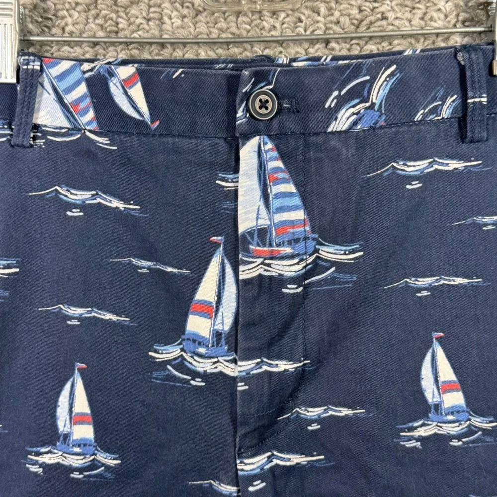 IZOD Saltwater Stretch Shorts Sailboat Print Chino Nautical Navy‎ Blue Mens 40